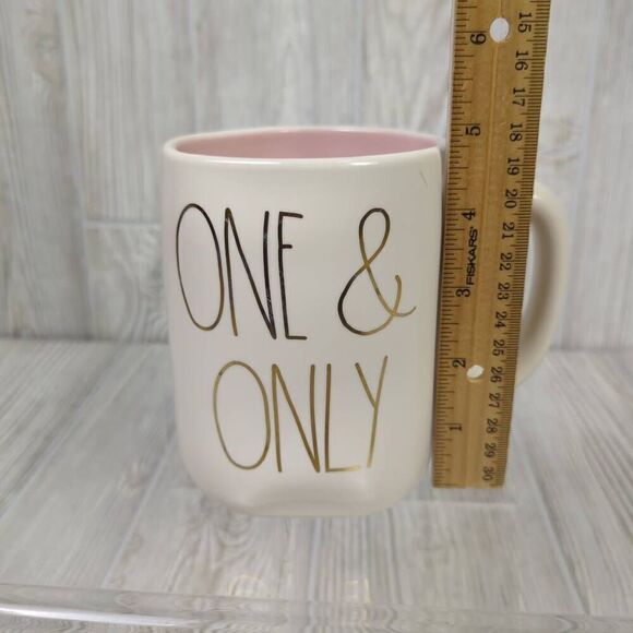 Rae Dunn Gold Leaf One and Only Artisan Collection Cream and Pink Mug Coffee Tea - Picture 6 of 7